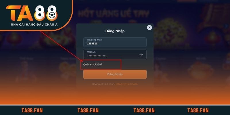 Cách lấy lại tài khoản nhờ tính năng quên mật khẩu TA88
